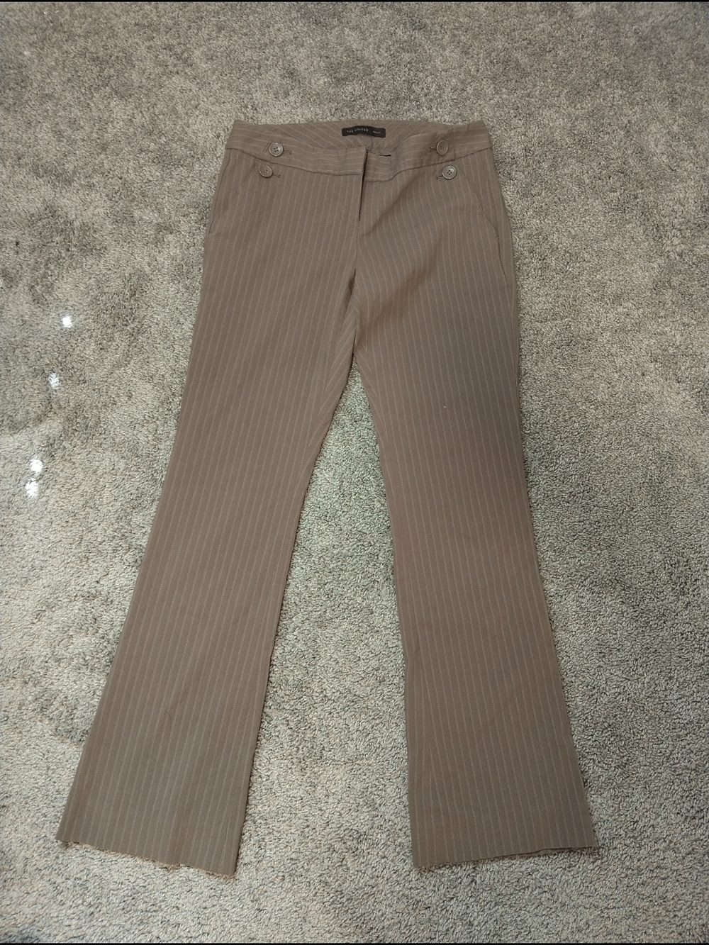 The Limited Taupe Pinstripe Boot-Cut Pants